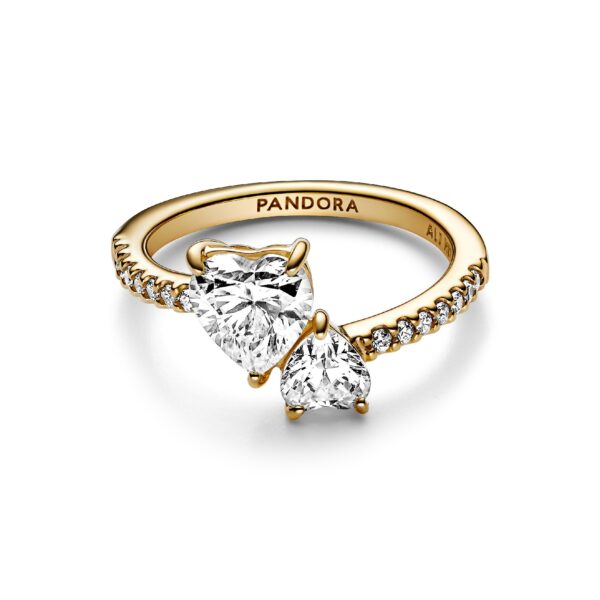 161198C01 Double Heart Sparkling Ring - Afbeelding 2