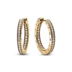 262738C01 Pandora Signature Logo & Pavé Hoop Earrings