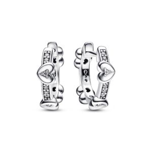 292498C01 Radiant Sparkling Hearts Hoop Earrings