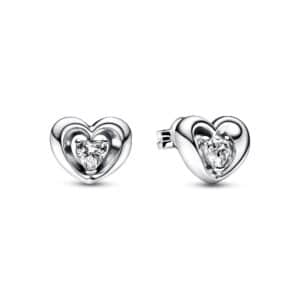292500C01 Radiant Heart & Floating Stone Stud Earrings