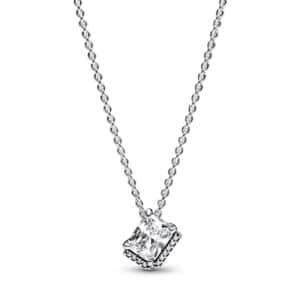 392388C01-45 Rectangular Sparkling Halo Collier Necklace