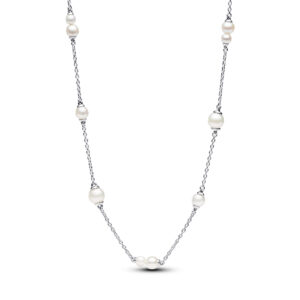 393175C01-45 Collier with white treated freshwater cultured pearl and clear cubic zirconia