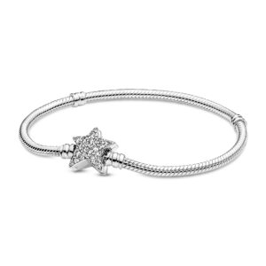 599639C01-17 Pandora Moments Asymmetric Star Clasp Snake Chain Bracelet