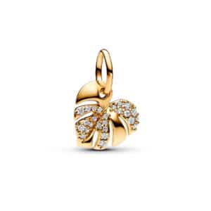 763349C01 Sparkling Monstera Leaf Dangle Charm