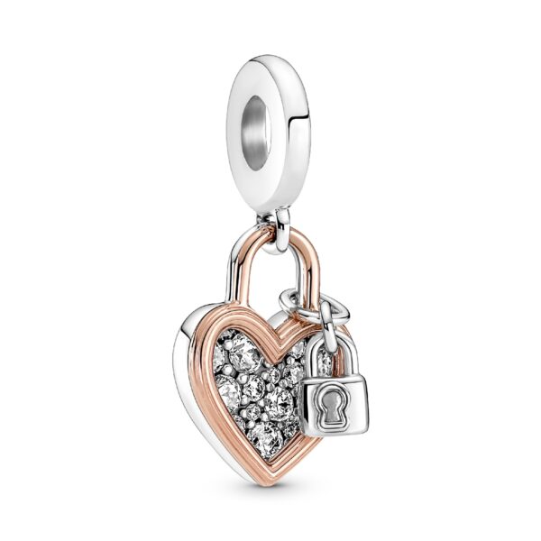 780087C01 Heart Padlock Double Dangle Charm