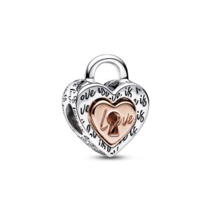 782505C00 Two-tone Padlock Splittable Heart Charm