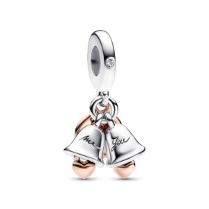 782592C01 Two-tone Wedding Bells Double Dangle Charm