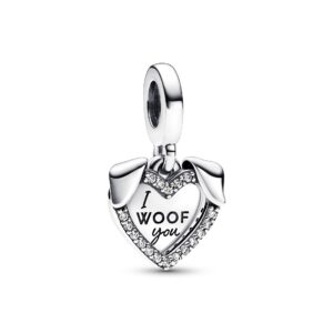 792647C01 Heart & Dog Double Dangle Charm