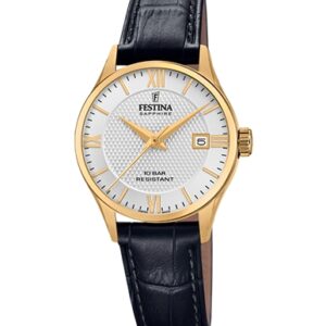 FESTINA SWISS MADE F20011-1 met stalen kast en band leder