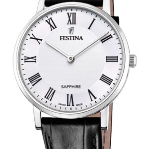 FESTINA SWISS MADE F20012-2 met stalen kast en band leder