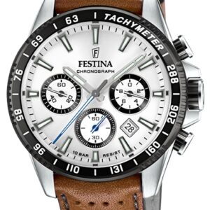 FESTINA F20561-1 met stalen kast en band leder