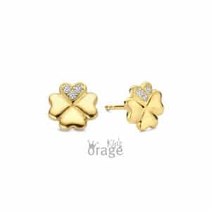 OORBELLEN  Orage Kids  K2771 brass - verguld geel  zirconium    kleurloos