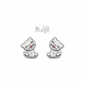 OORBELLEN    Orage Kids  K2547 zilver 925 rhod  emaille    wit rood