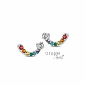 OORBELLEN    Orage TeenZ  T653 zilver 925 rhod  zirconium    multicolor