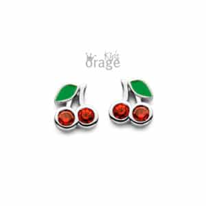 OORBELLEN  Orage Kids  K2530 zilver 925 rhod  emaille    rood