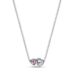 393632C01-45 Hearts sterling silver collier with cherries jubilee red crystal and clear cubic zirconia
