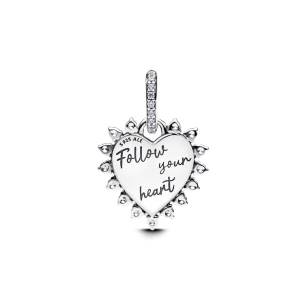 793667C01 Spinnable arrow heart sterling silver dangle with red lab-created opal and clear cubic zirconia - Afbeelding 3