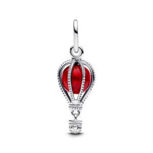 798064C01 Air balloon sterling silver dangle with red Murano glass