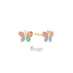 OORBELLEN    Orage Kids  K2957 9 Kt geel goud  emaille    multicolor