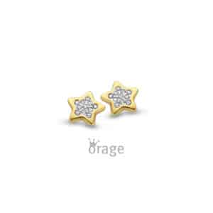 OORBELLEN  Orage  K2941 9 Kt geel goud  zirconium    kleurloos