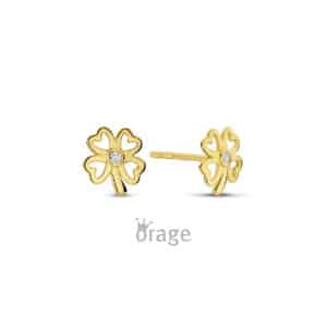 OORBELLEN  Orage  K2939 9 Kt geel goud  zirconium    kleurloos