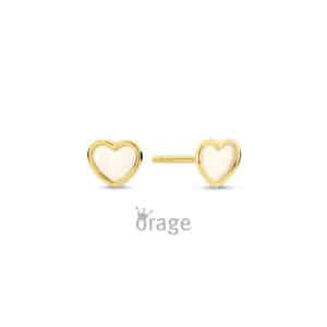 OORBELLEN  Orage  K2959 9 Kt geel goud  emaille    wit
