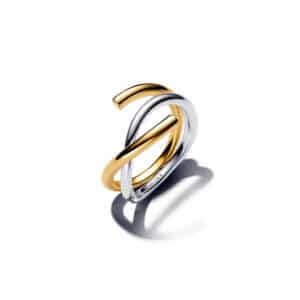 163889C00 Organically Shaped Two-tone Double Ring