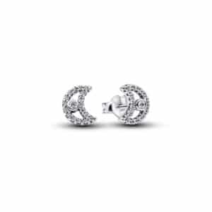 294257C01 Sparkling Moon Stud Earrings