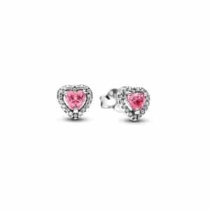 298427C02 Elevated Pink Heart Stud Earrings