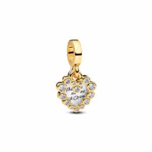 763765C01 Sparkling Heart Double Dangle Charm