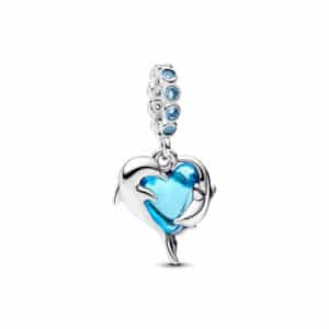 793924C01 Blue Murano Glass Dolphins Dangle Charm
