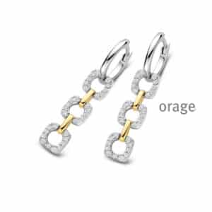 OORBELLEN    Orage  BB055 zilver 925 rhod - bicolor geel  zirconium    kleurloos