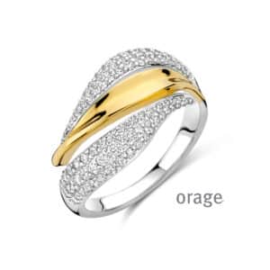RING  Orage  BB072 zilver 925 rhod - bicolor geel  zirconium    kleurloos