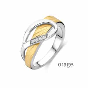 RING  Orage  BB078 zilver 925 rhod - bicolor geel  zirconium    kleurloos