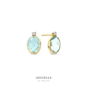 Oorringen  Aucielle  goud 18 kt,  geel goud,  Topaas zirconium