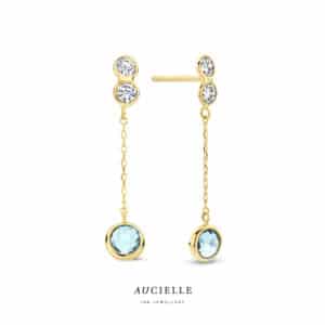 Oorringen  Aucielle  goud 18 kt,  geel goud,  Topaas zirconium