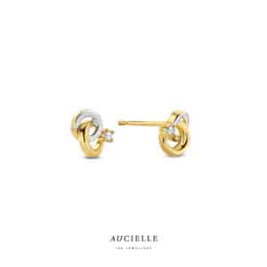 Oorringen  Aucielle  goud 18 kt,  geel en wit goud,  zirconium