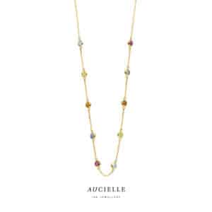 Collier  Aucielle  goud 18 kt,  geel goud,  Amethist Topaas Citrien - Peridot