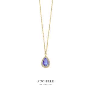 Collier  Aucielle  goud 18 kt,  geel goud,  0.050 ct Nat. Diamant 0.35ct Tanzaniet