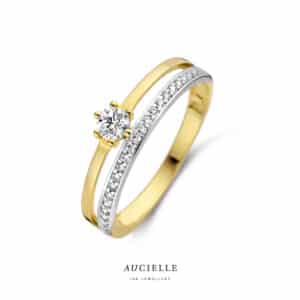 Ring  Aucielle  goud 18 kt,  geel goud,  zirconium