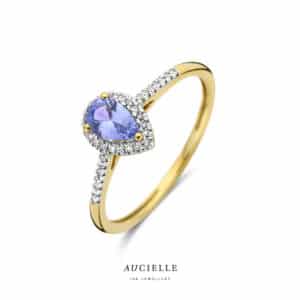 Ring  Aucielle  goud 18 kt,  geel goud,  0.090 ct Nat. Diamant Tanzaniet