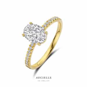 Ring  Aucielle  goud 18 kt,  geel goud,  zirconium