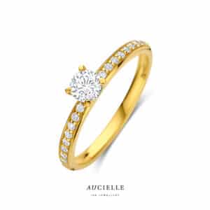 Ring  Aucielle  goud 18 kt,  geel goud,  zirconium
