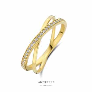Ring  Aucielle  goud 18 kt,  geel goud,  zirconium