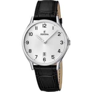 FESTINA F16745-1 met stalen kast en band leder