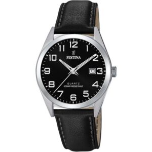 FESTINA F20446-3 met stalen kast en band leder