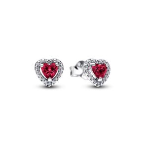 298427C04 Elevated Red Heart Stud Earrings