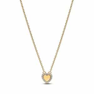 364364C01-45 Engravable Heart Halo Collier Necklace