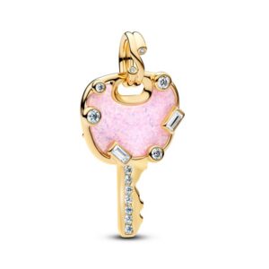 764349C01 Opalescent Pink Love Key Large Dangle Charm