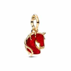 764431C01 Red Fire Horse Murano Glass Dangle Charm